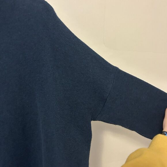 J Jill Sweater Blue Mock Neck Knit Old Oversized Medium Cotton Blend Pullover - Picture 7 of 9